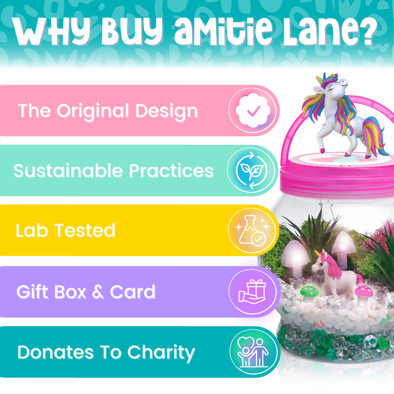 Uni-Corn – Kit De Terrarium à Musique Et LED Pour Filles Dès 4 Ans – DIY Licorne Et Château