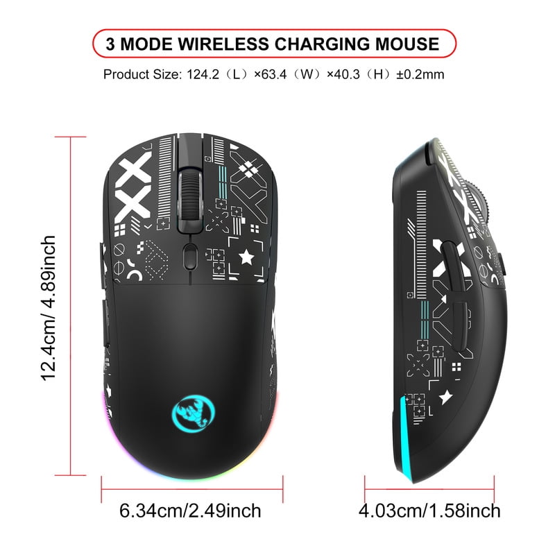 3 Modes Bluetooth Gaming Mouse Rechargeable 2.4G USB Wireless RGB Backlight Mouse for iPad Tablet Laptop Computer