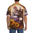 thumbnail image 3 of Sikiie Cute Cat Sunflower Men's Wrinkle Free Untucked Cuban Shirt Business Casual Button Down Shirts Short Sleeve ShirtMedium, 3 of 5