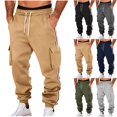thumbnail image 1 of Sentmoon Casual Pants for Men Men's Casual Pants Men Solid-Color Casual Loose Sports Texture Work Pants Drawstring Pockets Elastic Waistband Long Pants for Weekend and Lounge Wear XL, 1 of 9