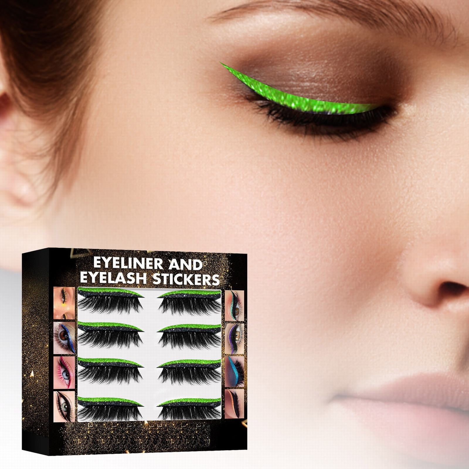 WNG Eyeliner and Eyelash Stickers 7 Color Glitter Powder Eyeliner