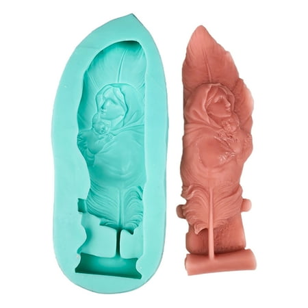 

YUOPEEA Feathers Mother Son Silicone Molds Cake Decor Chocolate Fondant Mold Clay Baking