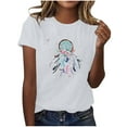 thumbnail image 2 of Blouses pour Femmes, Mode Décontractée Imprimée Col Rond Manches Courtes T-shirt Haut Col Rond Manches Courtes, 2 of 4