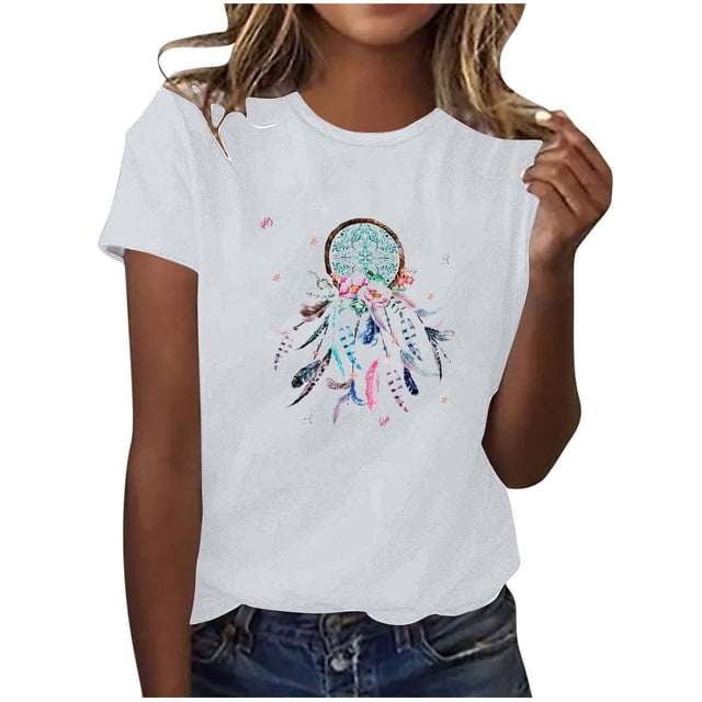 Tops Cortos para las Mujeres Cuello en V Impreso Manga Corta Top Casual, Camiseta de Baile sin Mangas para las Mujeres