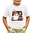 thumbnail image 2 of Wonitaaizi Teen Girls Pumpkin Halloween Tshirts Funny Ghost Graphic Tees Kids Cute Holiday Party Clothes (6-7 Years,White), 2 of 5