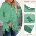 thumbnail image 3 of SWQZVT Long Sleeve Shirts for Women Fall Tops Fashion T Shrts Crew NeckColor Block Casual Tunic Tops Side Split Lightweight Pullover Sweatshirts Green Size L, 3 of 8