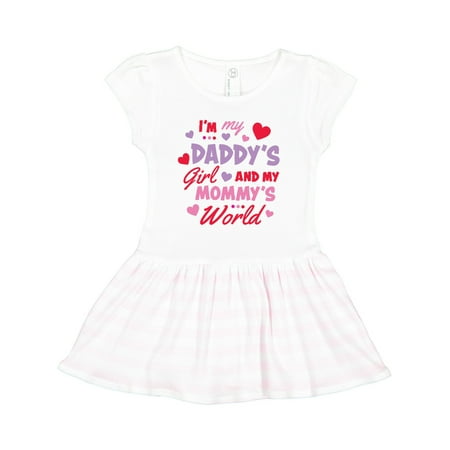 

Inktastic Valentine s Day I m My Daddy s Girl and My Mommy s World Gift Toddler Girl Dress