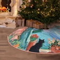 thumbnail image 5 of Daiia Coastal Cat By The Window Drawing Merry Christmas Tree Skirt , Xmas Large Lace-up Tree Skirt, Santa Snowflakes Rustic Home Decorations New Year Party Farmhouse Decor-30", 5 of 6