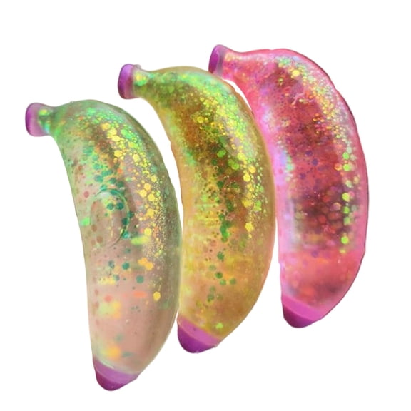 1Pc Banana Stress Balls,Fun and Soft Squishy Toys, Cute Fruit Squeeze Toys Giftable Stress Relief Toys for Adults(Random Color)