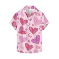 thumbnail image 2 of Camisas de Manga Larga para Hombres Día de San Valentín Impreso Botón Solapa, Camisa de Manga Corta Casual para Regalos, 2 of 9