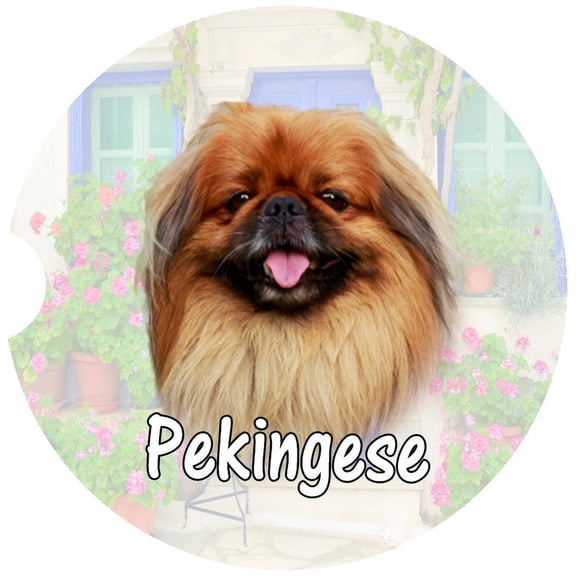 Pekingese Car Coaster, Absorbent Stoneware Car Cup Holder Coaster, Set of 2