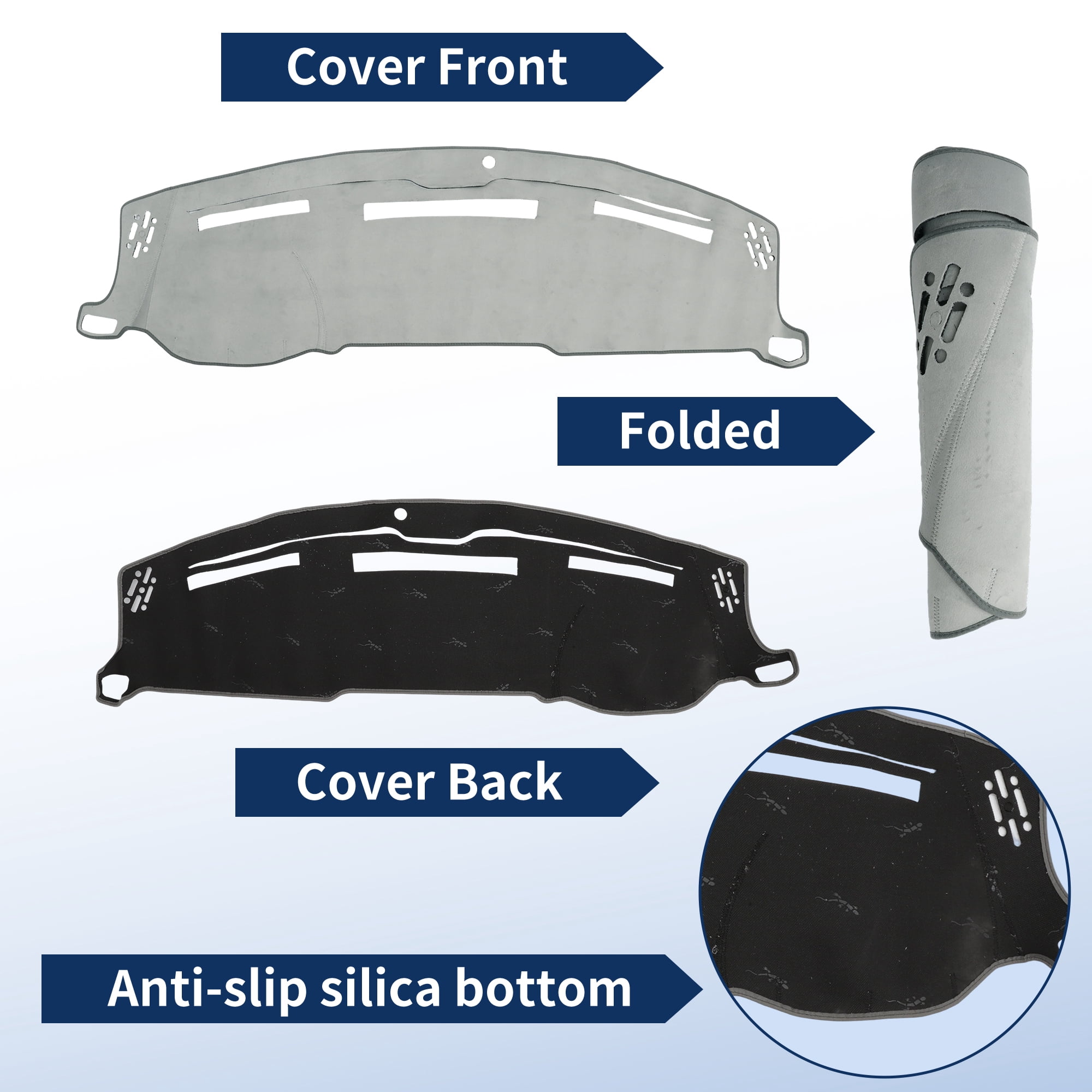 Unique Bargains Dash Cover for Ram 1500 2010-2018 for Ram 2500 2010-2018 Without HUD Dashboard Cover Car Interior Anti-Slip/Anti Dust Flannel Gray 1 set