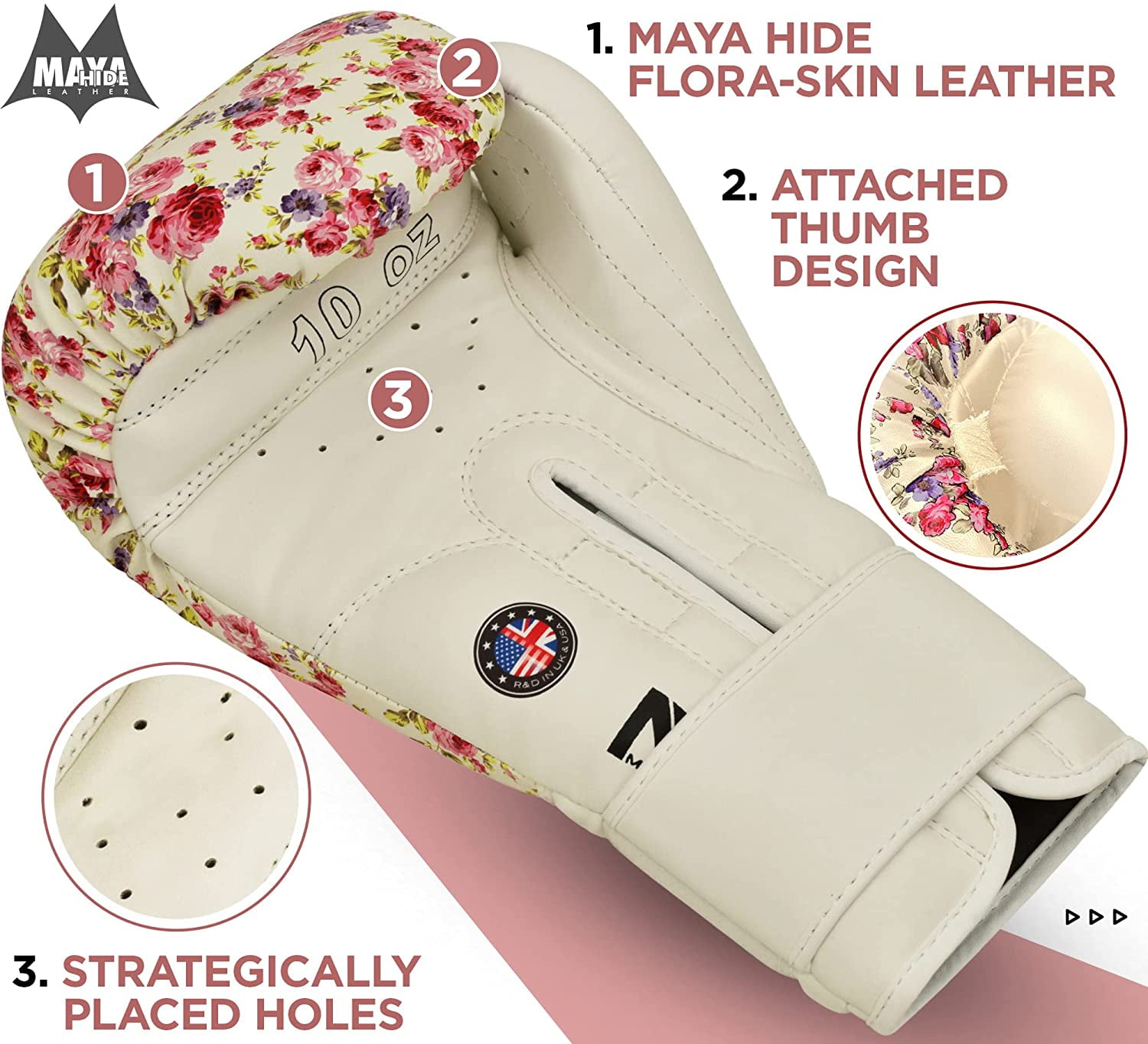 RDX Women Boxing Gloves for Training Muay Thai Maya Hide Leather Ladies Mitts, Kickboxing, Sparring Glove for Punch Bag, Focus Pads and Double End Ball Punching