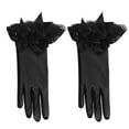 thumbnail image 3 of Grofry Women Bridal Gloves,Evening Party Bridal Wedding Prom Lace Trim Bowknot Finger Short Gloves Black, 3 of 7