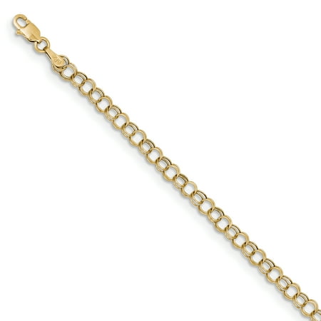 10k Yellow Gold Double Link Charm Bracelet 7 Inch
