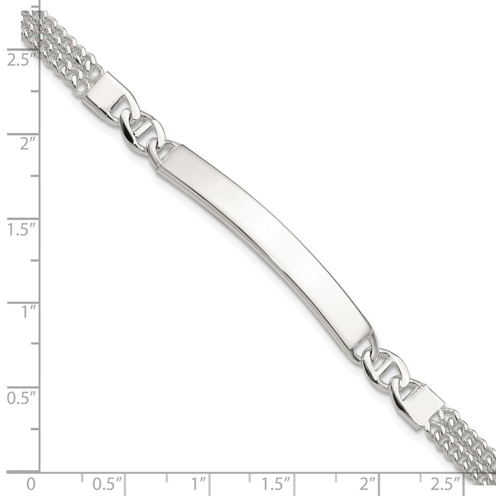 Diamond2Deal 925 Sterling Silver Double Strand Curb Chain Link ID Bracelet for Men 8"