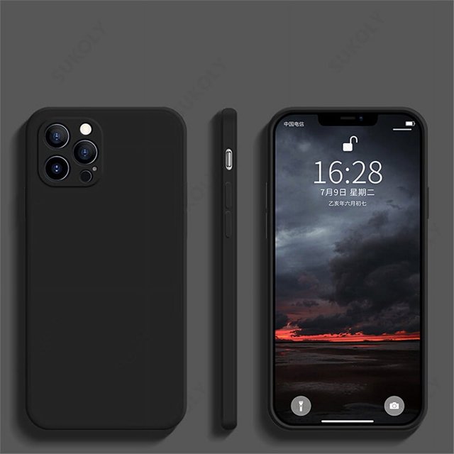 Shockproof Soft Liquid Silicone Case For iPhone 16 15 13 14 Pro Max Luxury Slim TPU Phone Back Cover For iPhone 11 14Pro 15 Pro black For iPhone 15 ProMax