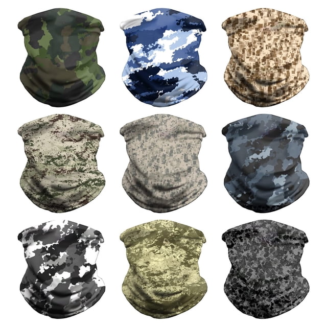 Bandana, pañuelo para la cabeza, bufanda, máscara, calentador de cuello, 9 unidades