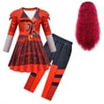 thumbnail image 1 of Combinaisons de Costume Rouges pour Fille, Robe Rouge à Enfiler et Pantalon, Déguisement d'Halloween pour 3-12 Ans, avec Perruque, 1 of 7
