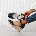 thumbnail image 5 of JeashCHAT Sandals for Women Summer Sandals For Women Women's Wedge Platform Sandals Closed Toe Buckle Linen Sandals, 5 of 9
