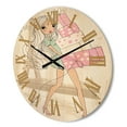 thumbnail image 3 of Designart 'Young Woman With Shopping Boxes In Paris' Shabby Chic Wood Wall Clock, 3 of 5