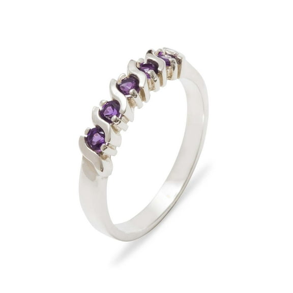 LBG British Made 925 Sterling Silver Natural Amethyst Womens Eternity Ring - 33 size options - Size 10 - 33 size options - Sizes 4 to 12 Available