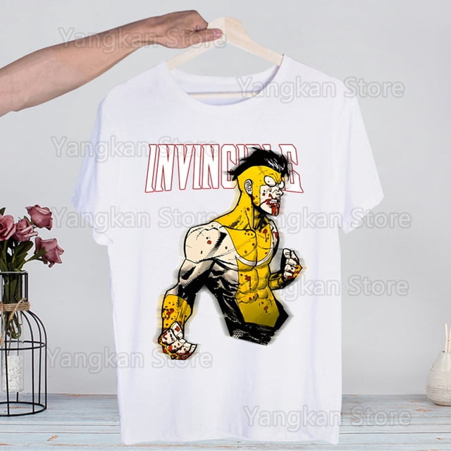 Invincible Mark hombres superpuestos manga corta Cool Camiseta hombres Camiseta verano moda divertida Camiseta