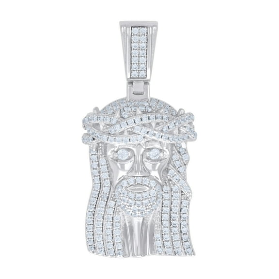 Sterling Silver Unisex Cubic-Zirconia Jesus Religious Charm Pendant