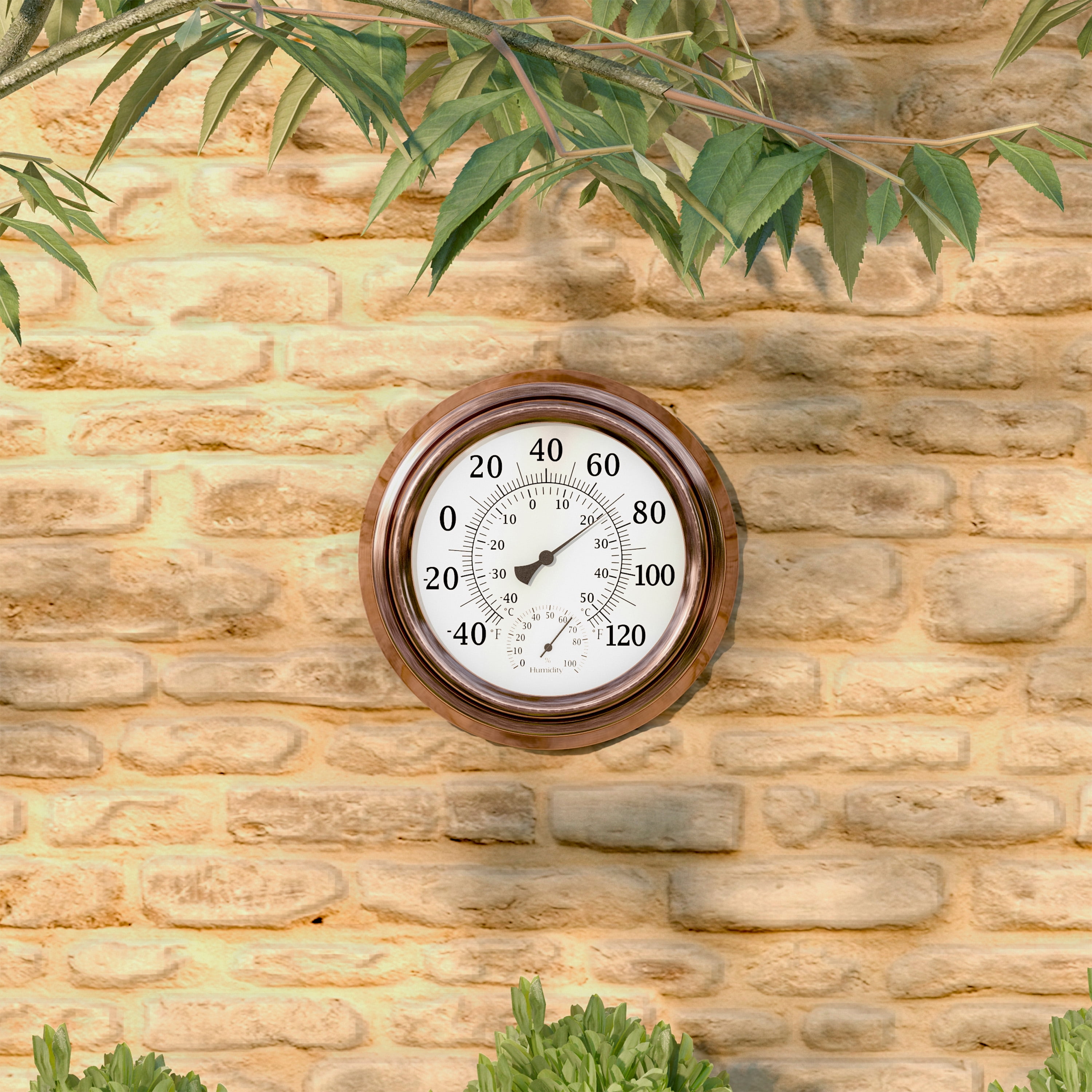 Pure Garden 8-Inch Indoor/Outdoor Wall Thermometer and Hygrometer (Copper)
