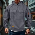 thumbnail image 4 of Men Hoodie Fleece Oversized Sweatshirts Quarter Zip Pullover Drawstring Multi-Pocket Outdoor Casual coat, 4 of 9