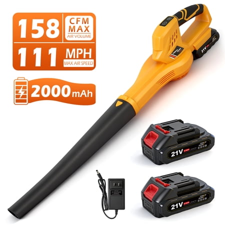 BAOKALER Cordless Leaf Blower, 158CFM 111MPH Powerful Electric Blower with 2 x 2.0Ah Batteries & Charger, Portable Blower for Patio, Garden, Car, Worksite