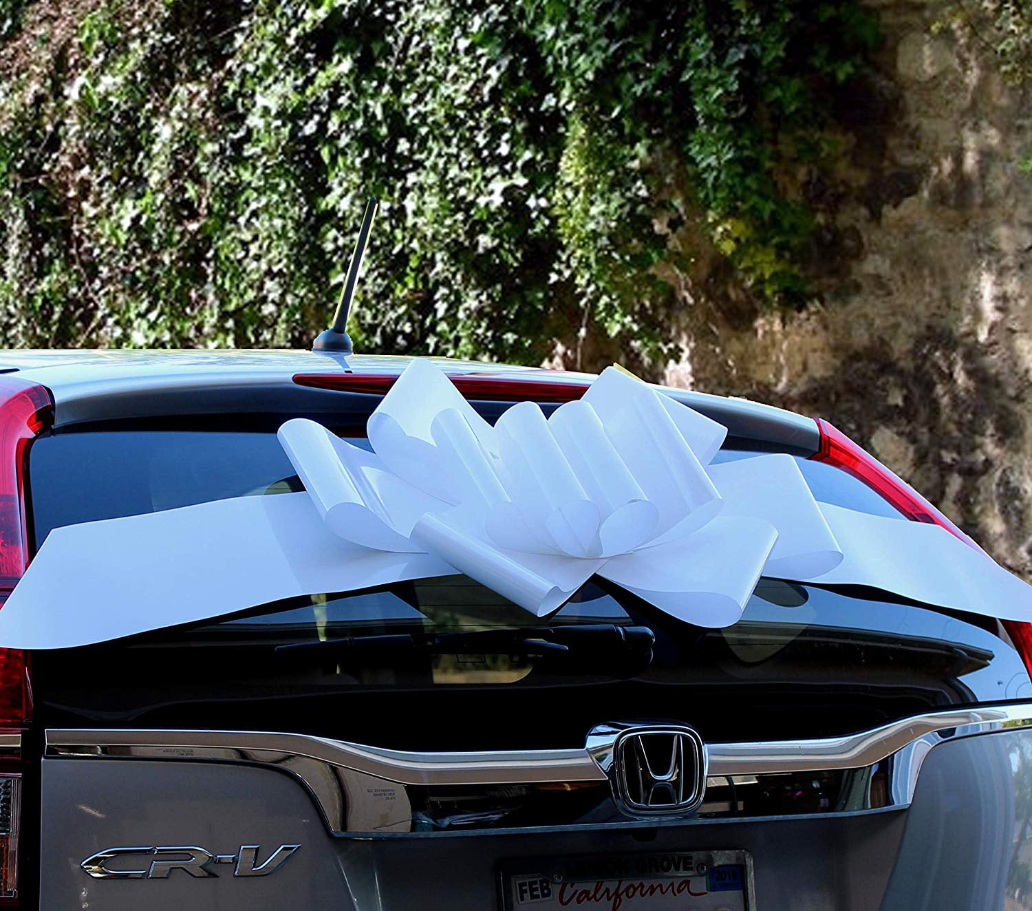 Big White Car Bow Ribbon - 25" Wide, Large Gift Decoration, 4th of July, America 250 Anniversary, Fully Assembled, Valentine's Day, Gift, Wedding, Birthday, Anniversary, New Car, Summer, Graduation