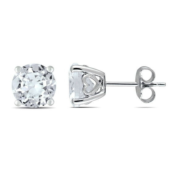 Miabella Women's 1-4/5 Carat T.G.W. Heart-Cut Created White Sapphire Solitaire Stud Earrings in Sterling Silver
