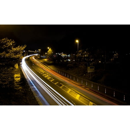 Canvas Print Night Road Lights Track Traffic Long Exposure Stretched Canvas 10 x (Best Track Lighting For Art)