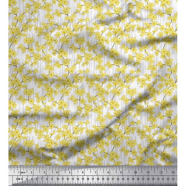 Soimoi Rayon Fabric Artistic Floral Printed Fabric 1 Yard 56 Inch Wide