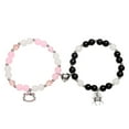 2Pcs/Set Pink Color Hello Cat Beaded Bracelets for Women Heart