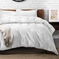 thumbnail image 1 of Juego de Funda para Edredón Dreamlab Tela Ultra Suave Premier 1800 Doble Cepillado Cubierta de Duvet Y 2 Fundas para Almohada King Size 264cm x 228cm Rayas Satinadas Blanco, 1 of 8