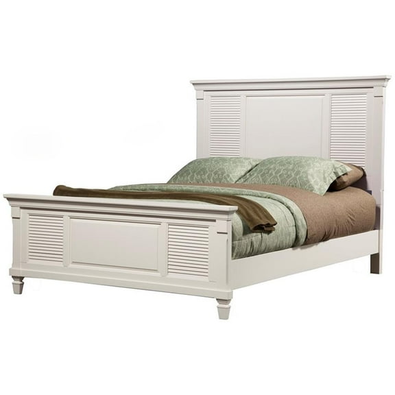Bowery Hill Queen Wood Shutter Panel Bed in White