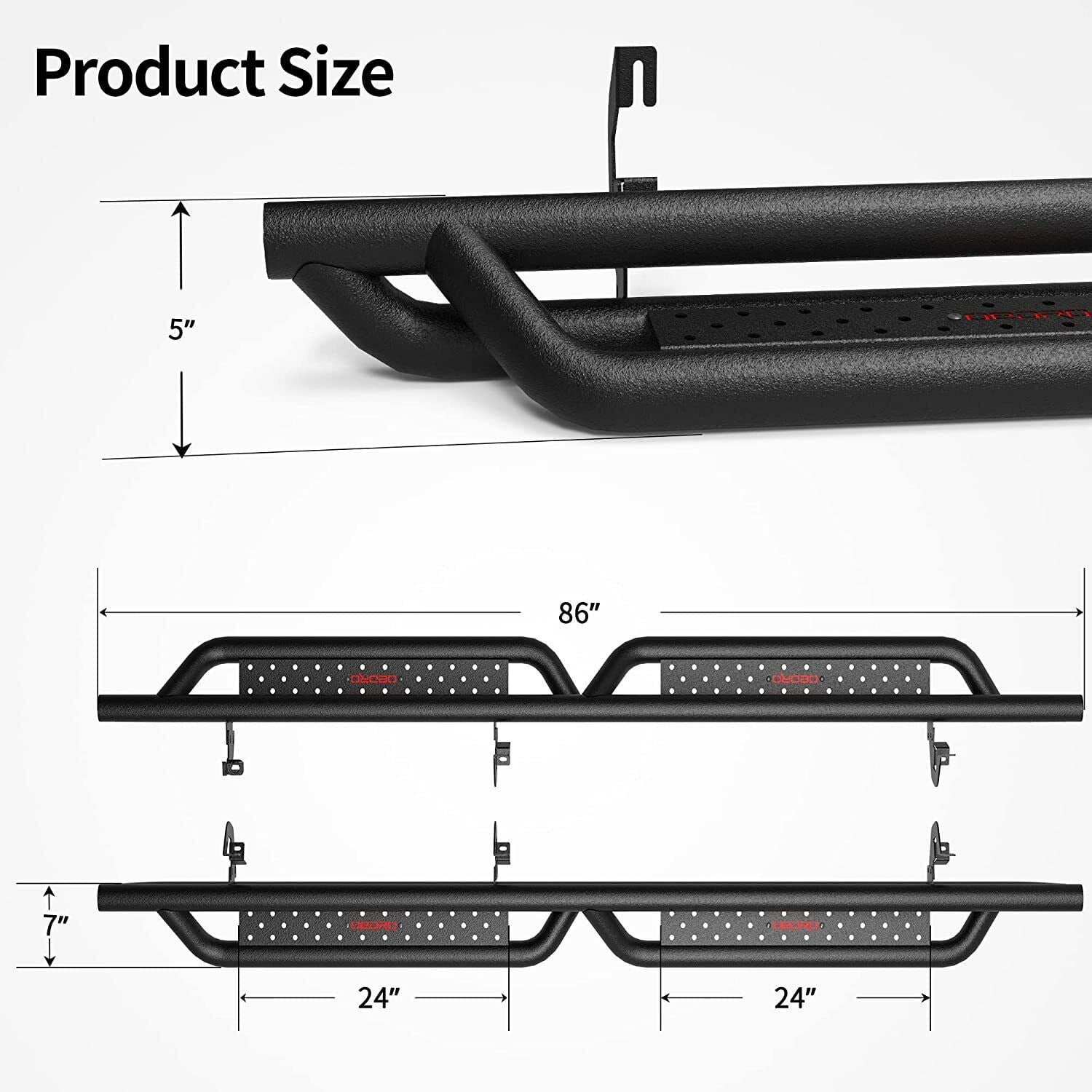 RVNI Bolt-on Drop Running Boards for 2007-2018 Chevy Silverado/GMC Sierra 1500 Crew Cab