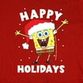 thumbnail image 3 of SpongeBob Happy Holidays Christmas Women's Cap Sleeve Baby Rib Crop Top, Red, Medium, 3 of 5