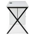 thumbnail image 4 of Dev Wooden Desk White  55L x 23.6W x 30H 3 Storage Drawers Leather Handles, 4 of 11