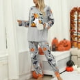 thumbnail image 6 of Womens Pajamas Halloween Two Piece Pumpkin Ghost Print Raglan Stripe Jogger Pants Sets Women Pjs Sets, 6 of 7