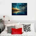thumbnail image 4 of ONETECH  Wall Art Canvas Painting Sea Clouds Moon and Stars Ocean Blue Seascape Picture Poster Print Framed and Stretched Ready to Hang for Living Room Bedroom Office Artwork, 4 of 4