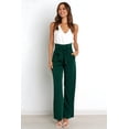 thumbnail image 4 of Pantalones Palazzo de Pierna para Mujer, con Cinturón, Cintura Alta, Informales, Holgados, Largos y con Bolsillos. Verde Oscuro L, 4 of 9