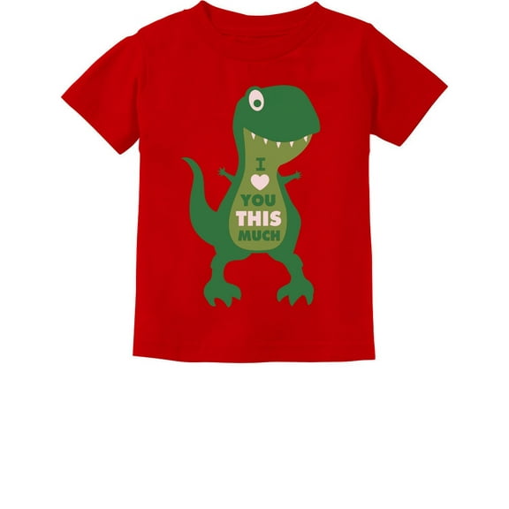 Tstars Boys Unisex Valentine's Day Shirts I Love You This Much T Rex Raptor Gift Idea for Boy Love Cute Infant Kids T Shirt