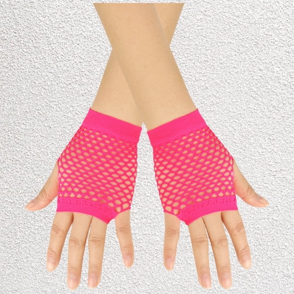 WHEANG Short Fishnet Gloves for Women Men Fingerless Fish Net Mesh Goth 80s Scene Accessories Short Fishing Net Gloves Save Multi-color Elastic Gloves Mesh Gloves