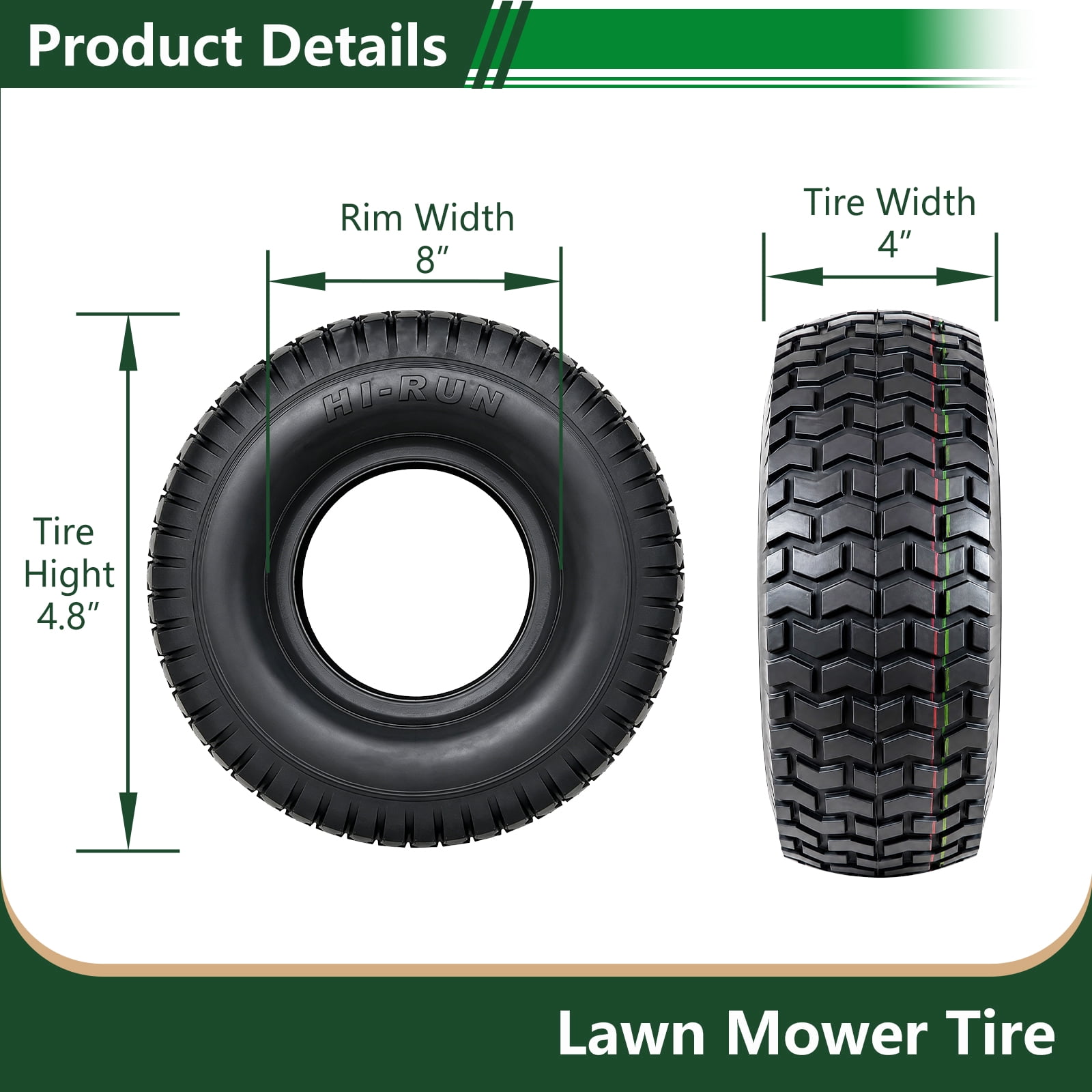 Hi-Run SU12 4.80/4.00-8 2PR Light Duty Lawn and Garden Tire