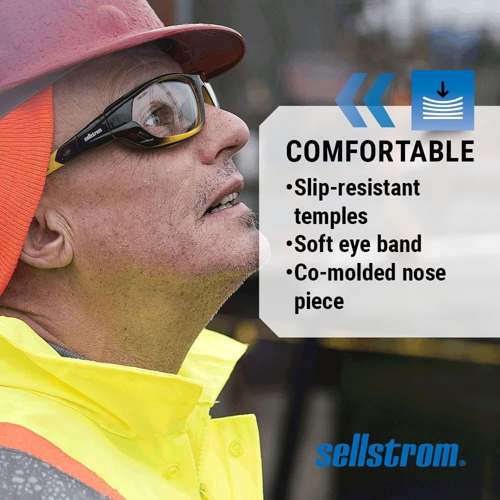 Sellstrom S70002 XPS530 Safety Glasses-Indoor/Outdoor Hard Coat Yellow and Black Standard