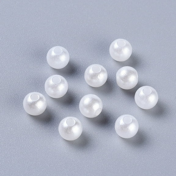 200 pc Acrylic Pearl Round Beads For DIY Jewelry and Bracelets White 6mm Hole: 2mm
