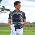 thumbnail image 3 of Fotbe Astronaut Helmet Reflections Camiseta Polo de Golf para Hombre con Estampado – Camisa Deportiva Transpirable con Cuello Abotonado-4X-Large, 3 of 6